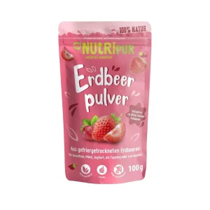 100 g NutriPur Erdbeer Fruchtpulver – Gefriergetrocknet & 100 % Frucht – Ohne Zuckerzusatz